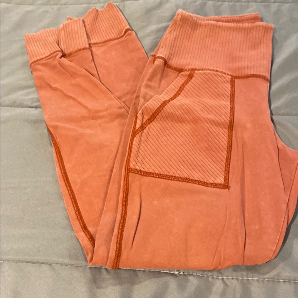 Coral High-Waisted Joggers